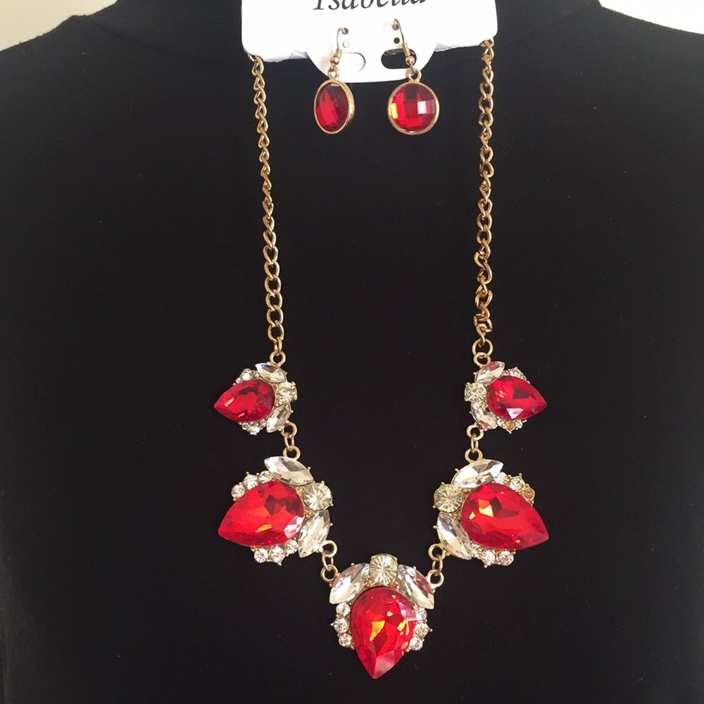 Isabella Rhinestone Statement Necklace Set